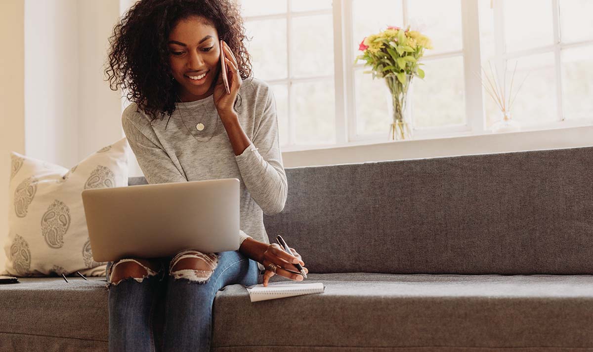 woman researching addiction resources for family members